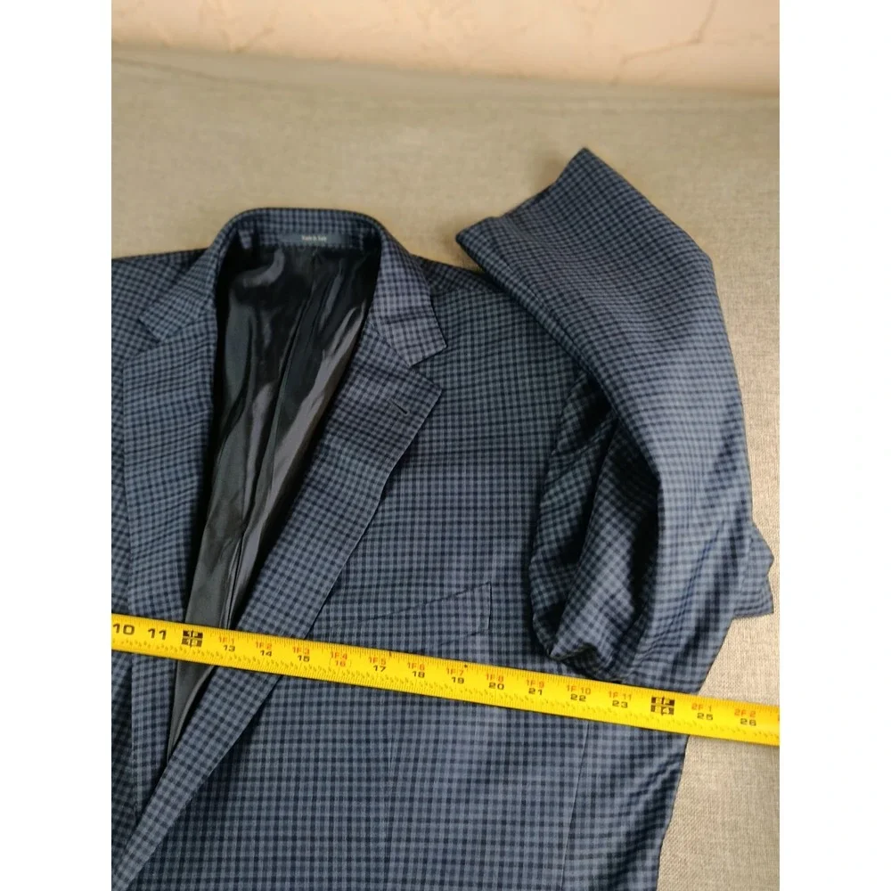 Ermenegildo Zegna Sport Coat Mens 52 Blue Gingham Wool Mila Italy